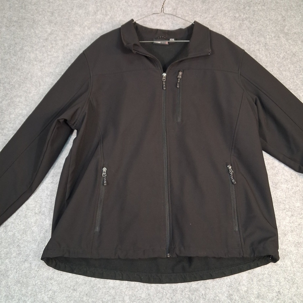 Swiss Tech Softshell Jacket Mens XL Black Full Zip Fleece Lined Outdoor Coat